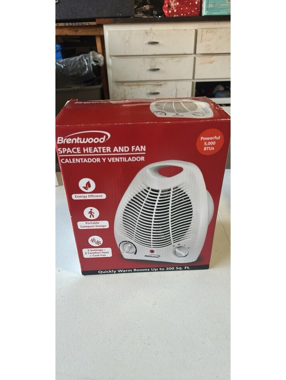 Brentwood H-F302W 1500W Portable Space Heater Fan 5000 BTU White New